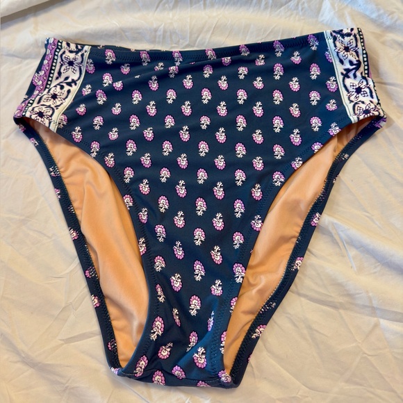 NWT J. Crew High Waist Bikini Bottoms Retro style Paisley, size Small - Picture 1 of 6